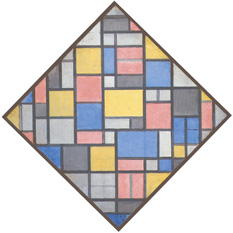 Piet Mondrian  Composition with Grid 6 - Lozenge Composition with Colors 1919